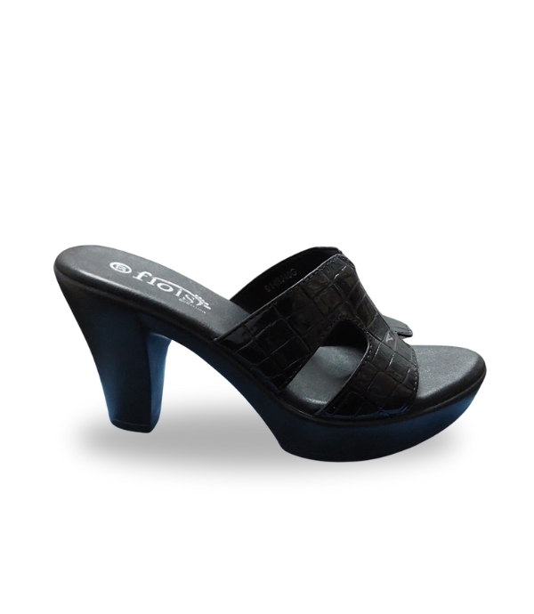 Comfortable Womens Flois Black Block Heel Shoes