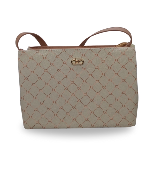 Beira Rio Cream Monogram Handbag for Women Casual Everyday Use HB31 Cream
