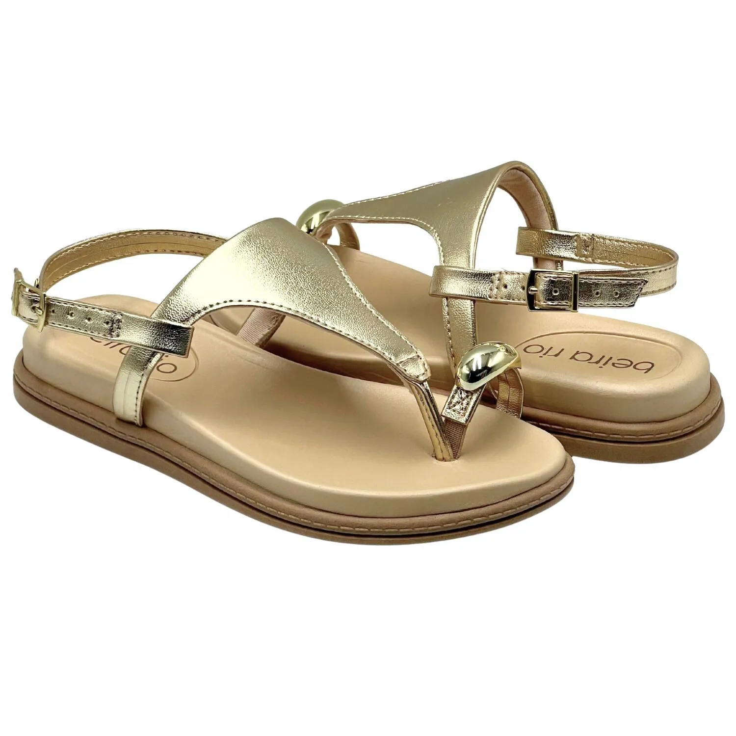 Beira Rio Metallic Premium Women�s Shoes Elegant Comfortable Flat Sandals