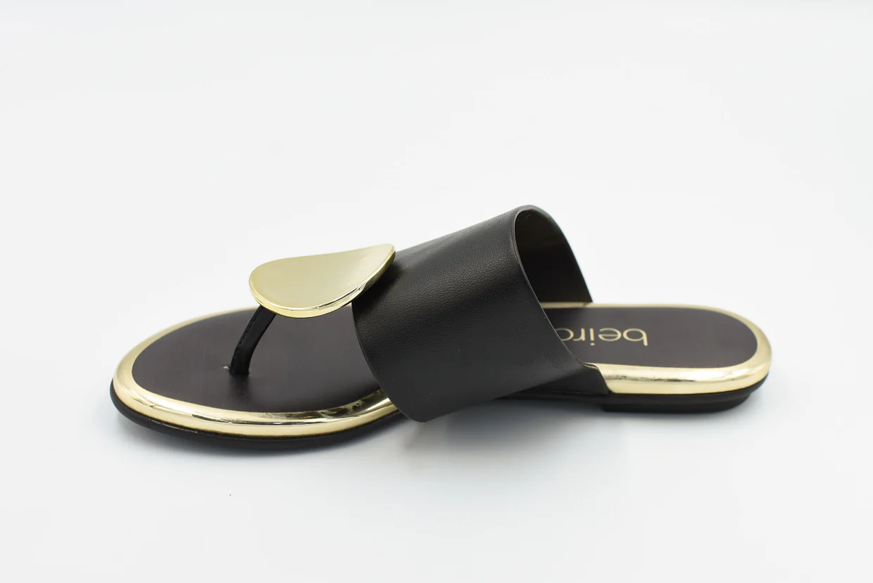 Beira Rio Napa Turim Toe Ring Flat Slip om Black 38
