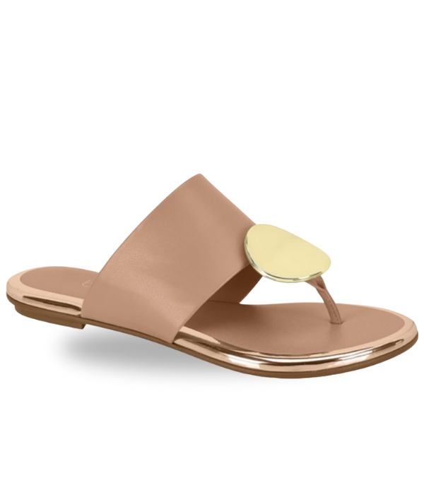 Beira Rio Napa Turim Toe Ring Flat Slip om Nude 40