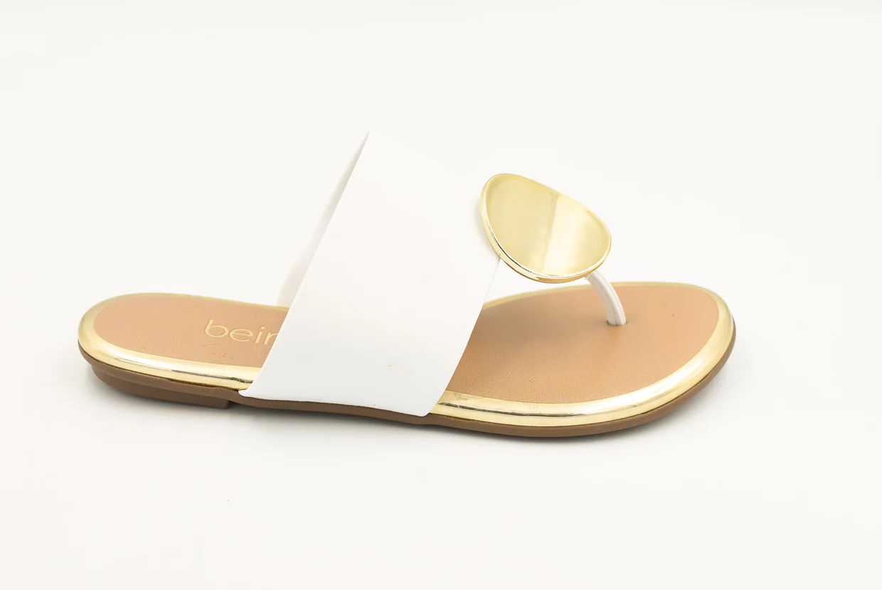 Beira Rio Napa Turim Toe Ring Flat Slip om White 38