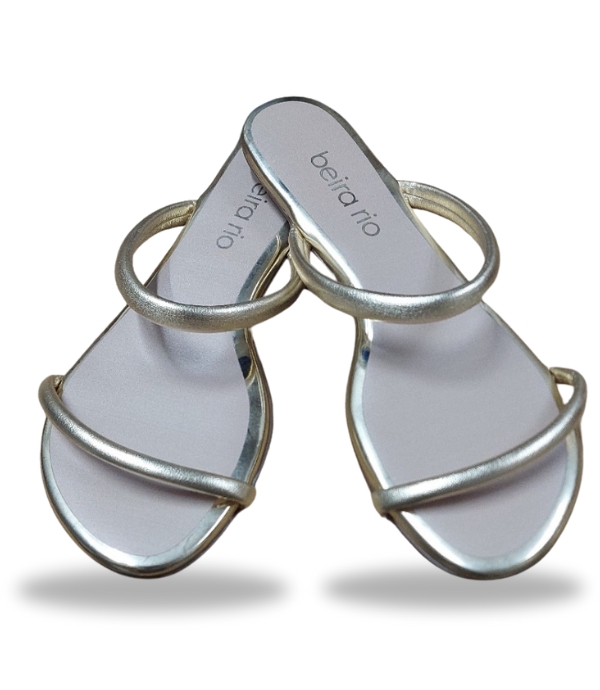 Beira Rio Tira Pronta Metalizado Premium Flat Gold 41