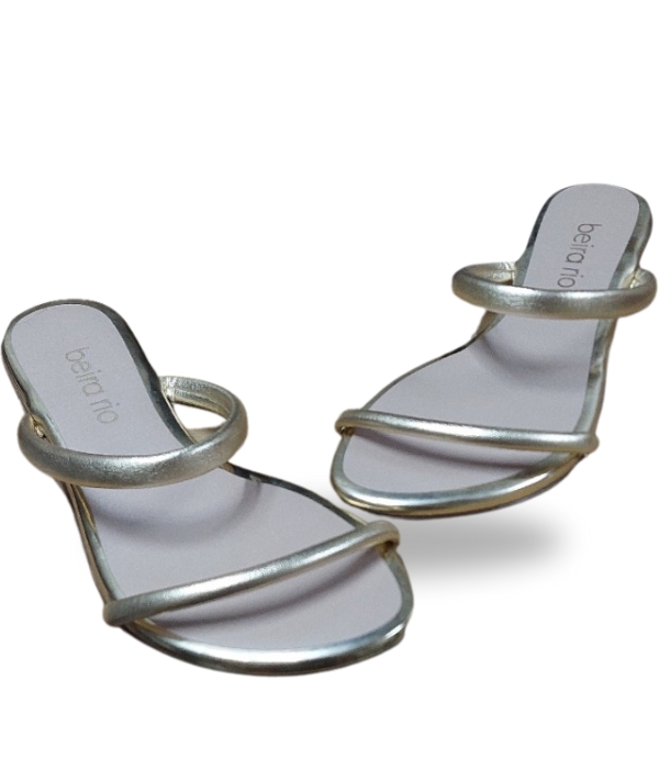 Beira Rio Tira Pronta Metalizado Premium Flat Gold 42