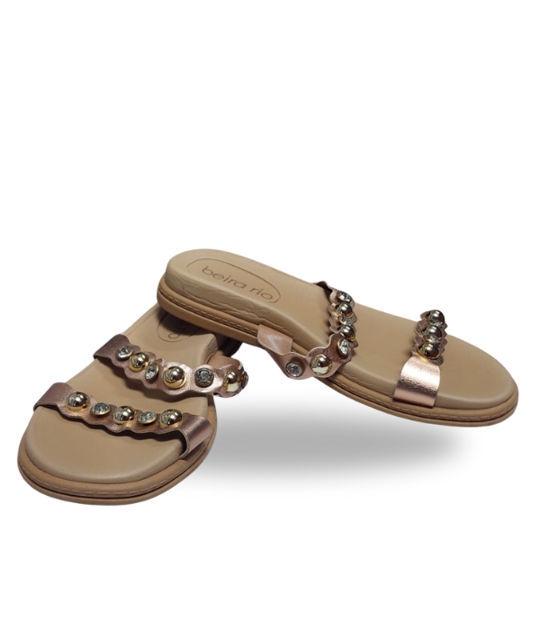 Beira Rio Metalizado Premium Slip on Sandals Gold 40 Pink 39
