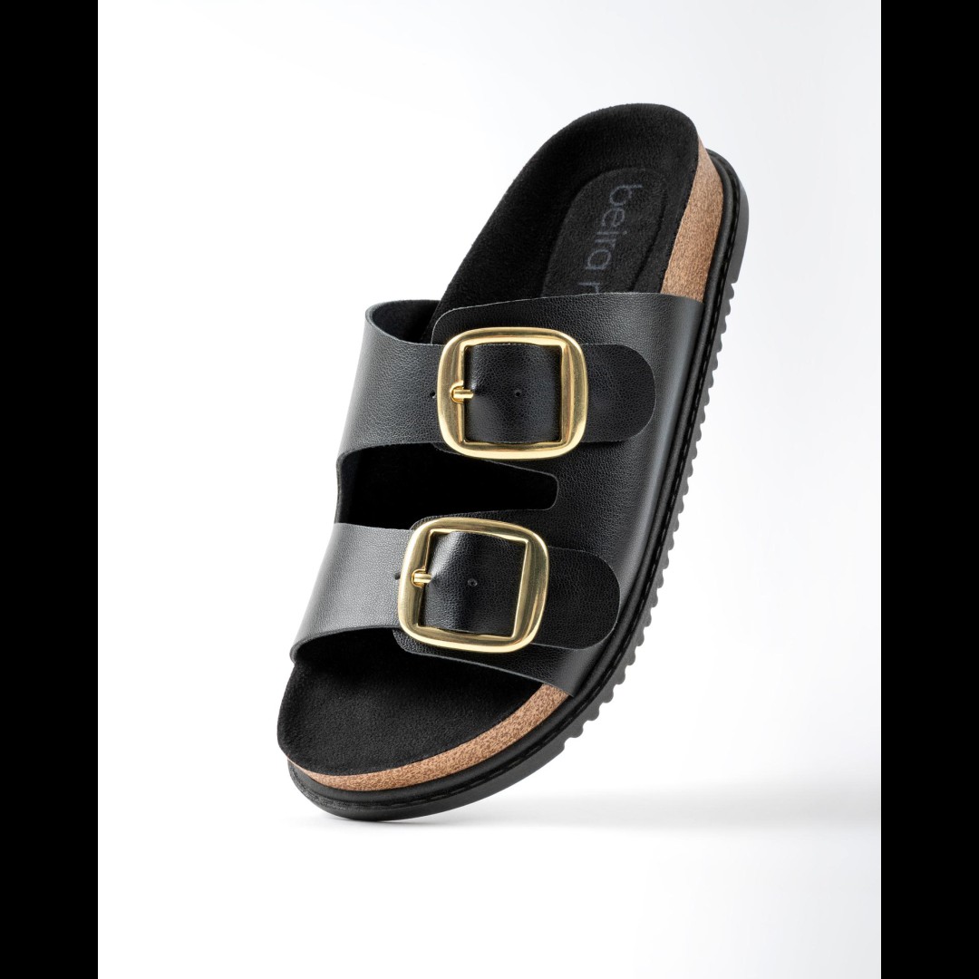 Beira Rio Napa Turim Strech Slip on Sandal Black 38