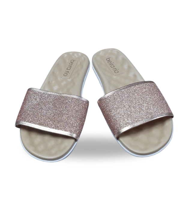 Beira Rio Tira Pronta Glitter Shine Gold Pink 37