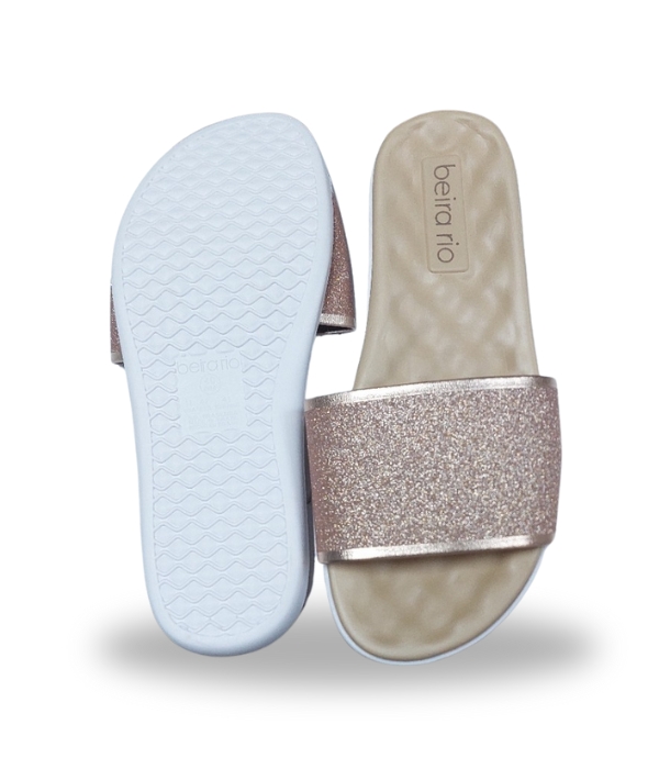 Beira Rio Tira Pronta Glitter Shine Gold Pink 39