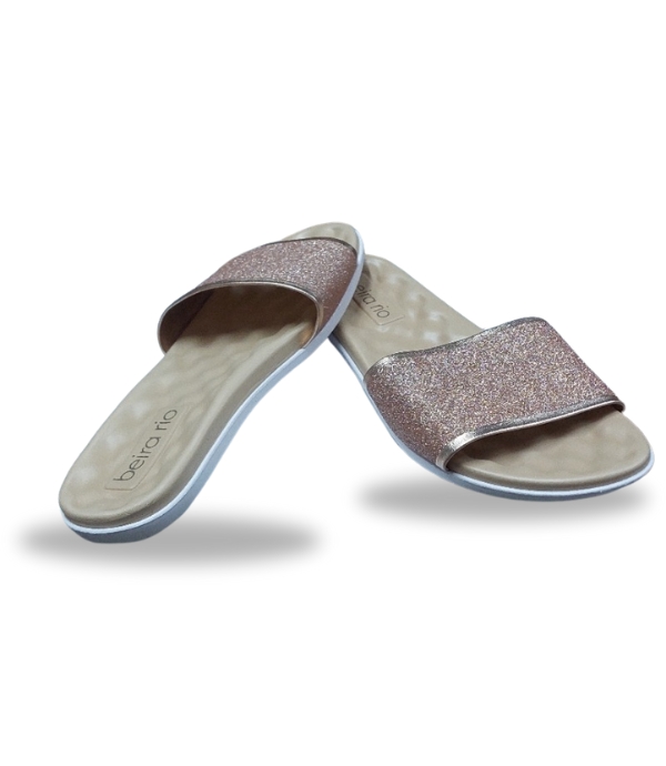 Beira Rio Tira Pronta Glitter Shine Gold Pink 42