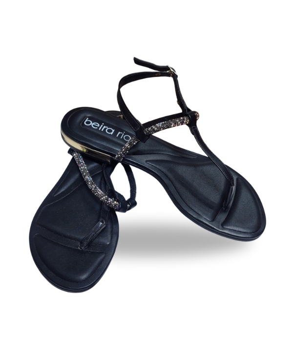 Beira Rio Tira Pronta Glam Aurra with Adjustable Strap Black 37