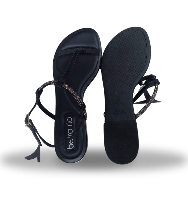 Beira Rio Tira Pronta Glam Aurra with Adjustable Strap Black 37