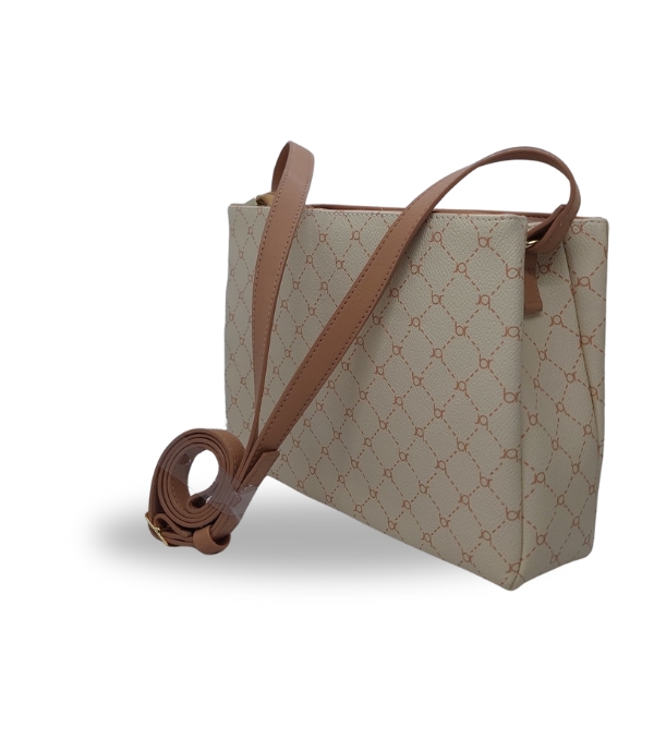 Beira Rio Cream Monogram Handbag for Women Casual Everyday Use HB31 Cream
