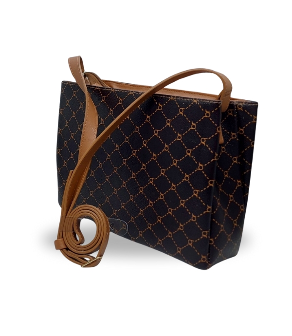 Beira Rio Coffee Monogram Handbag for Women Daily Carry Durable HB38 Coffee